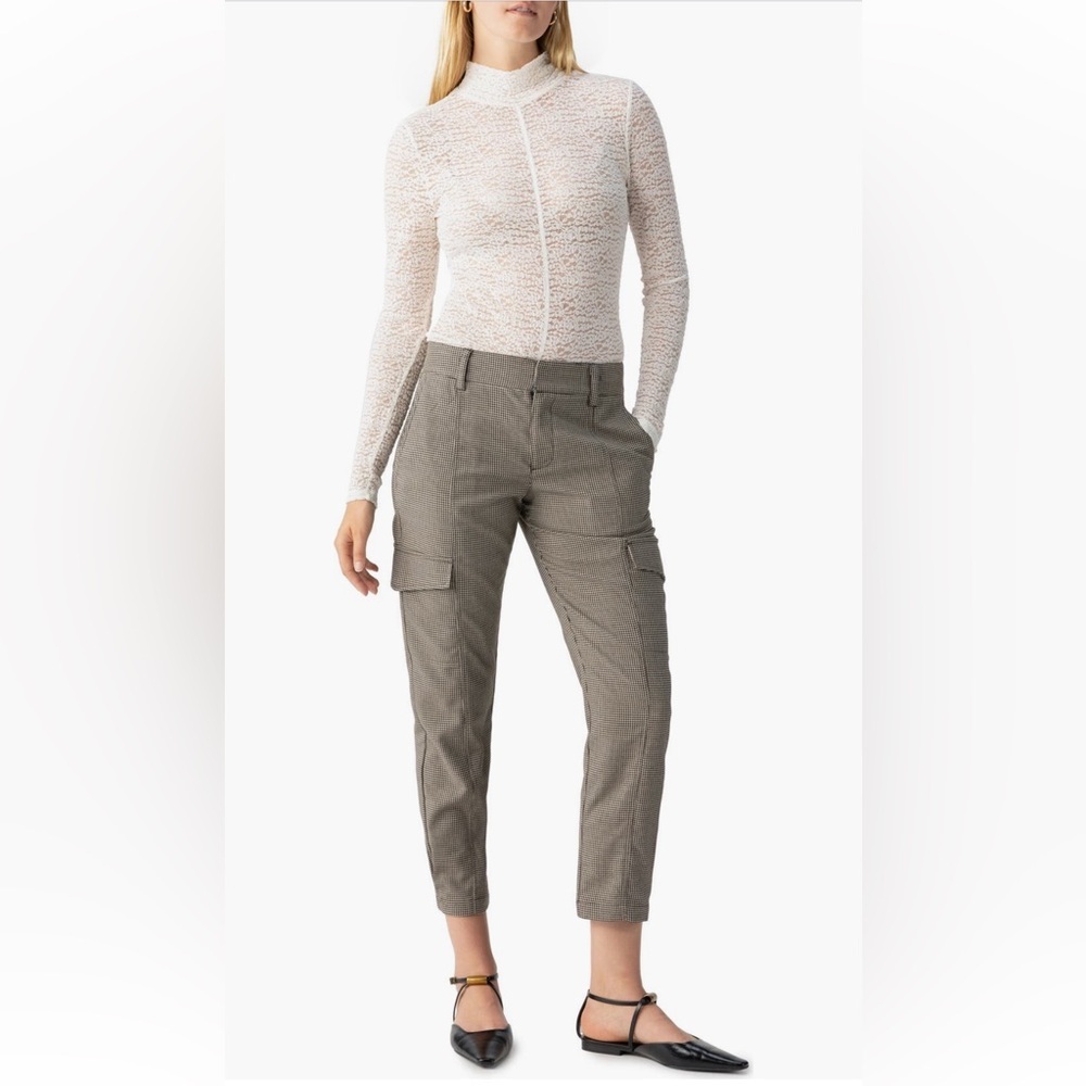 Sanctuary Polished Cargo Pants Compact Houndstooth Cropped Ankle Size 30 NWT